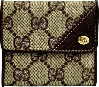 Gucci Brown Leather Pvc Coin Purse/Coin Case (Pre-Owned)