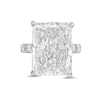 Diana M. Jewels Platinum 5ct lab grown Radiant Diamond Ring with Pav&eacute; Round Band