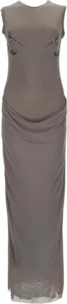 Jean Paul Gaultier Grey Embellished Round Neck Maxi Dress