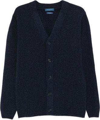 Daniele Fiesoli V-Neck Cardigan In Deep Navy Wool