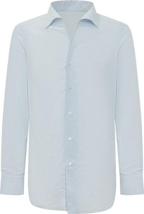 Finamore Milano Ustica Shirt - Heren - Zakelijke Overhemden - Blauw - 2XL - Katoen - Overhemden
