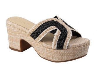 Chocolat Blu Womens Gen Platform Sandal In Black Raffia
