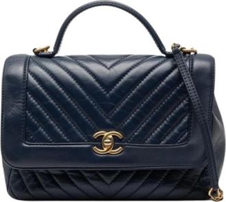 Chanel Pre-owned Quilted Satchel - Dames - Vintage Handtas - Blauw - ONE Size - Leer - Vintage