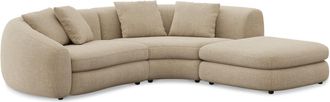 Castlery Fable Single Arm Sectional Sofa Right Facing Customized, (Washed Chenille) Sand, Machine Washable, Ultra Deep Seats for Sofas, Castlery