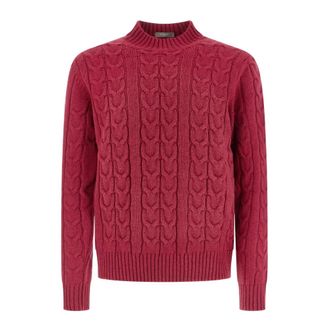 Zanone Gevlochten coltrui sweater - Heren - Truien - Rood - Maat: XL Wol