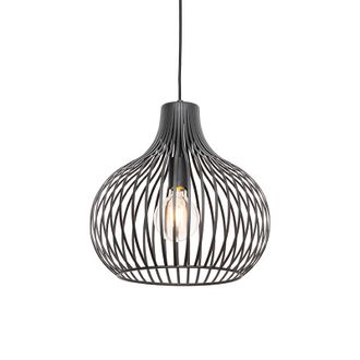 QAZQA Moderno L&aacute;mpara Colgante Moderna Negra 38 Cm - Saffira Aluminio Redonda Adecuado Para Led Max. 1 X 40 Watt - Qazqa
