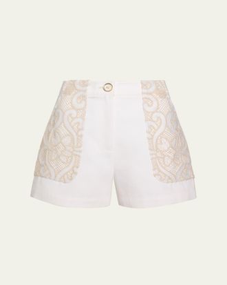 Ramy Brook Hilary Embroidered High-Rise Shorts