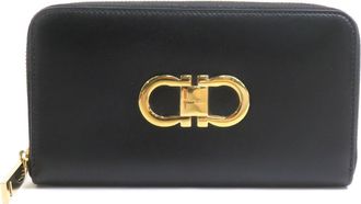 Ferragamo Black Leather Long Wallet (Bi-Fold) (Pre-Owned)