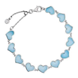 Jan Leslie All Around Heart Bracelet Set In Sterling Silver in Blue at Nordstrom