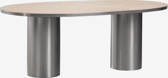 Sklum Mesa De Comedor Ovalada 220x110 Cm En Piedra Natural Y Acero Inoxidable Fertrix Sklum