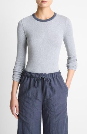 Vince Heather Tipped Long Sleeve T-Shirt in Heather Thistle Combo at Nordstrom, Size Xx-Small