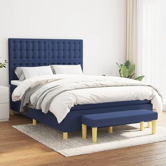 vidaXL Vidaxl - Cama Box Spring Con Colch&oacute;n Tela Azul 140x200 Cm