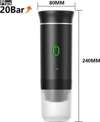 OEM Cafetera Espresso Port&aacute;til Inal&aacute;mbrica 3 En 1 - 20 Bares De Presi&oacute;n - Compatible Con C&aacute;psulas Y Caf&eacute; Molido - Recargable Por Usb - Negra - Ideal Para 