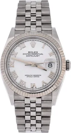Rolex Oyster Perpetual Datejust Automatic Watch Stainless Steel and White Gold 36 in Metallic Silver at Nordstrom
