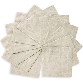 Solino Home Linen Cocktail Napkins Set of 12, 6 x 6 Inch for Dining Table, Holiday and Everyday Table Decor - Sonoma in Flax at Nordstrom, Size Small