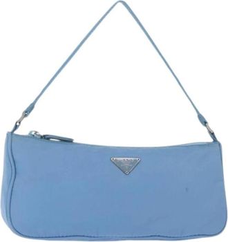 Prada Pre-owned Shoulder Bags, female, Blue, Size: ONE SIZE Pre-owned Nylon Shoulder Bag