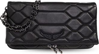 Zadig&Voltaire Rock Mat Scale Clutch Bag - women - Lamb Skin - One Size - Black