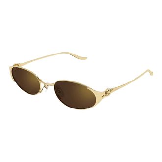 Cartier Sunglasses, female, Yellow, Size: 53 MM Round Metal Sunglasses
