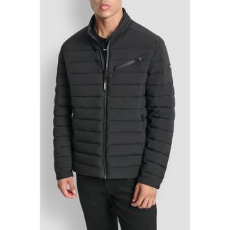DKNY Lightweight Moto Puffer Jacket in Black at Nordstrom Rack, Size Xx-Large