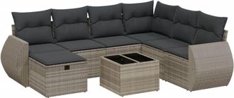 vidaXL Vidaxl - Set De Sof&aacute;s De Jard&iacute;n 8 Pzas Y Cojines Rat&aacute;n Sint&eacute;tico Gris