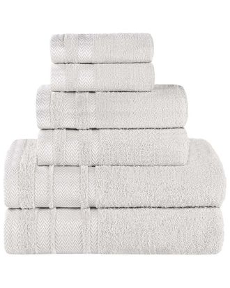 Superior 6Pc Zero Twist Cotton Dobby Border Plush Soft Absorbent Towel Set