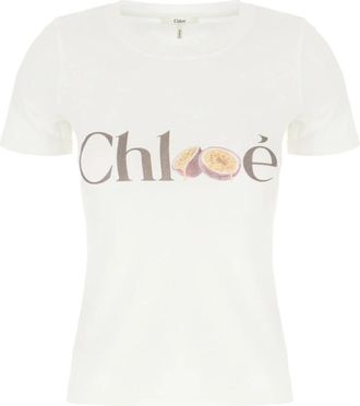 Chlo&eacute; Logo T-shirt - Dames - T-shirts - Wit - M - Katoen - Tops
