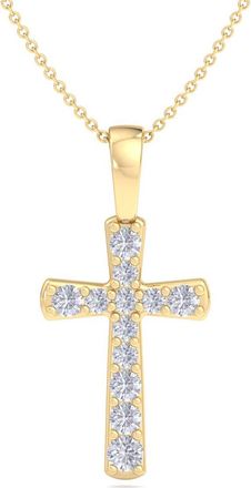 SuperJeweler ThyDiamond 0.15-1/2 Carat Total Weight Diamond Cross Necklace In Sterling Silver or Yellow Gold, 18 Inches