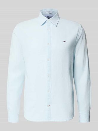 Tommy Jeans Regular Fit Freizeithemd aus Leinen-Baumwoll-Mix in Hellblau, Gr&ouml;&szlig;e XXL