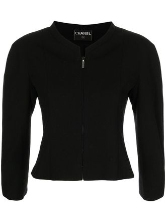 Chanel cropped zip-up jacket - Black