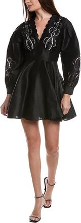 Maje Woven Linen-Blend Mini Dress