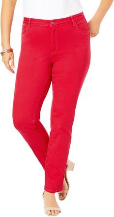 Roaman's Plus Size 24/7 Stretch Straight Leg Jean in Vivid Red at Nordstrom, Size 12