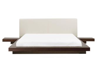 Beliani Beliani - Letto In Legno Marrone Scuro Stile Giapponese 2 Comodini 160 X 200 Cm Zen