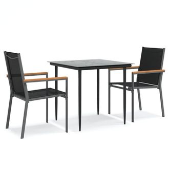 Berkfield Home 3 Piece Garden Dining Set Black Textilene & Steel