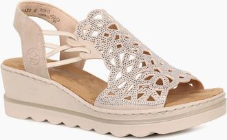 Rieker Womens Honduras Womens Wedge Heel Sandals - Tan - Size: 6.5