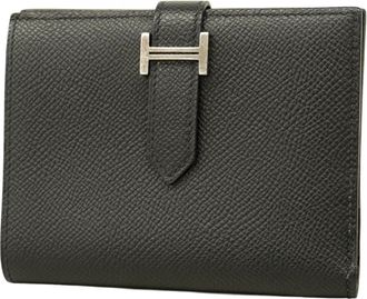 Herm&egrave;s Black Epsom Leather Wallet (Bi-Fold) (Pre-Owned)
