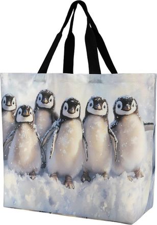Generic Cute Penguins Tote Bag Reusable Grocery Shopping Bags Large Travel One Shoulder Handbag for Picnic Work