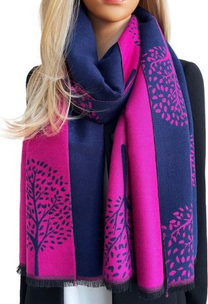 The Accessory Co. Women Tree Life Blanket Scarf - Winter Scarfs, Reversible Pashmina Shawl, Womens Scarves And Wraps, Ladies Scarf Thick Blanket, Warm Scarf Big Large W