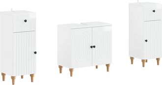vidaXL Juego De Gabinete De Ba&ntilde;o De 2 Piezas Alkmaar Blanco Brillante Vidaxl
