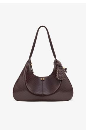 Ganni Brown Croco XXL Hobo Bag