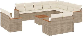 vidaXL Set Sof&aacute;s De Jard&iacute;n Con Cojines 13 Pzas Rat&aacute;n Sint&eacute;tico Beige Vidaxl