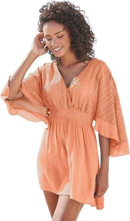 Lascana Womens Flowy Lace Cover Up in Peach at Nordstrom, Size 10