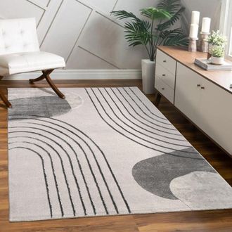 Paco Home Paco Home - Alfombra Salon De Habitacion Pelo Corto Motivo Floral Arco&iacute;ris Geometrico 160x230 Cm, Gris 4