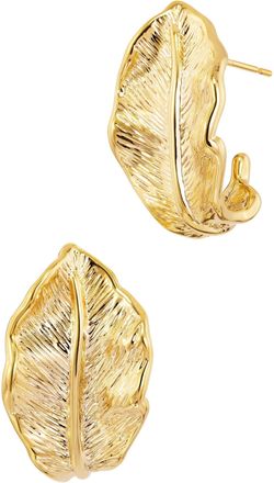 Savvy Cie Jewels GOLD PLATED CURLED LEAF STUD EARRING