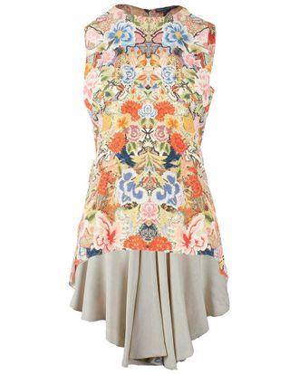Alexander McQueen Alexander Mcqueen Floral Kaleidoscope Peplum Top, Size Eu; 36 (Authentic Pre- Loved)
