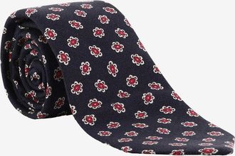 Kiton Seidenkrawatte mit Bl&uuml;tenmotiven