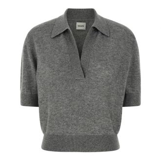 Khaite Truien & Vesten, Dames, Grijs, L, Kasjmier, Shrunken Jo Polo Shirt