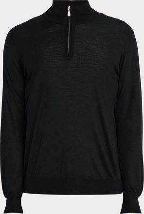 Brunello Cucinelli Mens Wool-Cashmere Half Zip Pullover Sweater