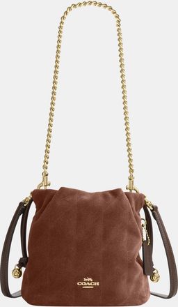 Coach Womens Faye Mini Drawstring Bag With Quilting - Brown Leather - One Size
