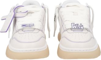 Off-white White Chunky Purple Accents Leather Sneakers