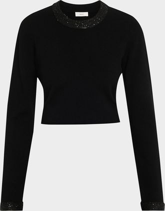 A.L.C. Marley Sequined Long-Sleeve Crop Top